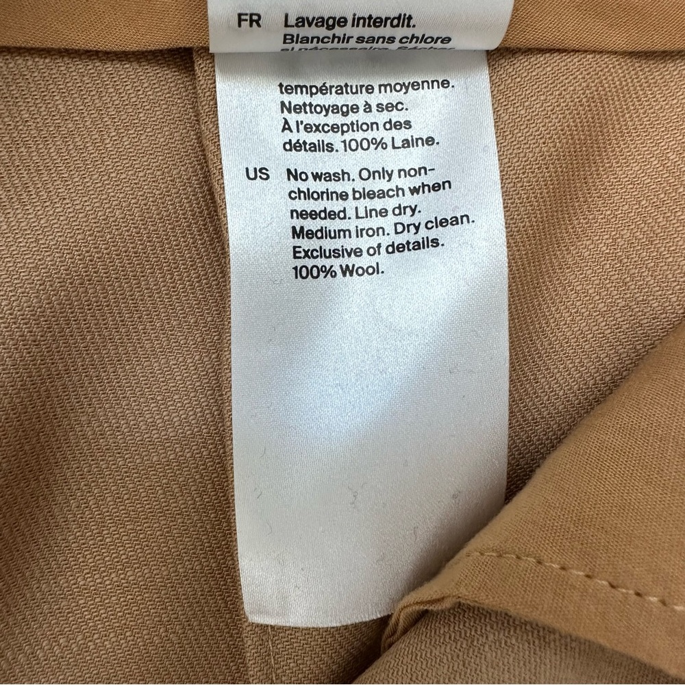 COS Wool High Rise Wide Leg Camel Trousers Sz 4 - Picture 12 of 15